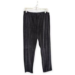 Erika Collection Petites Black Velour Straight Leg Pants Size Petite Large